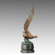 Статуя цыпленка животных Длинный хвост золотой фазан бронзовая скульптура Tpal-265